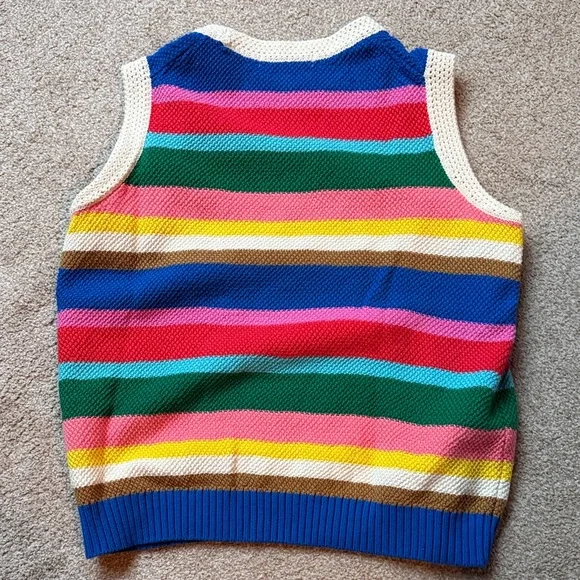 Boden Multicolor Striped Knit Sweater Vest - Blue/Green/Pink/Yellow/Brown/Cream - Picture 4 of 6